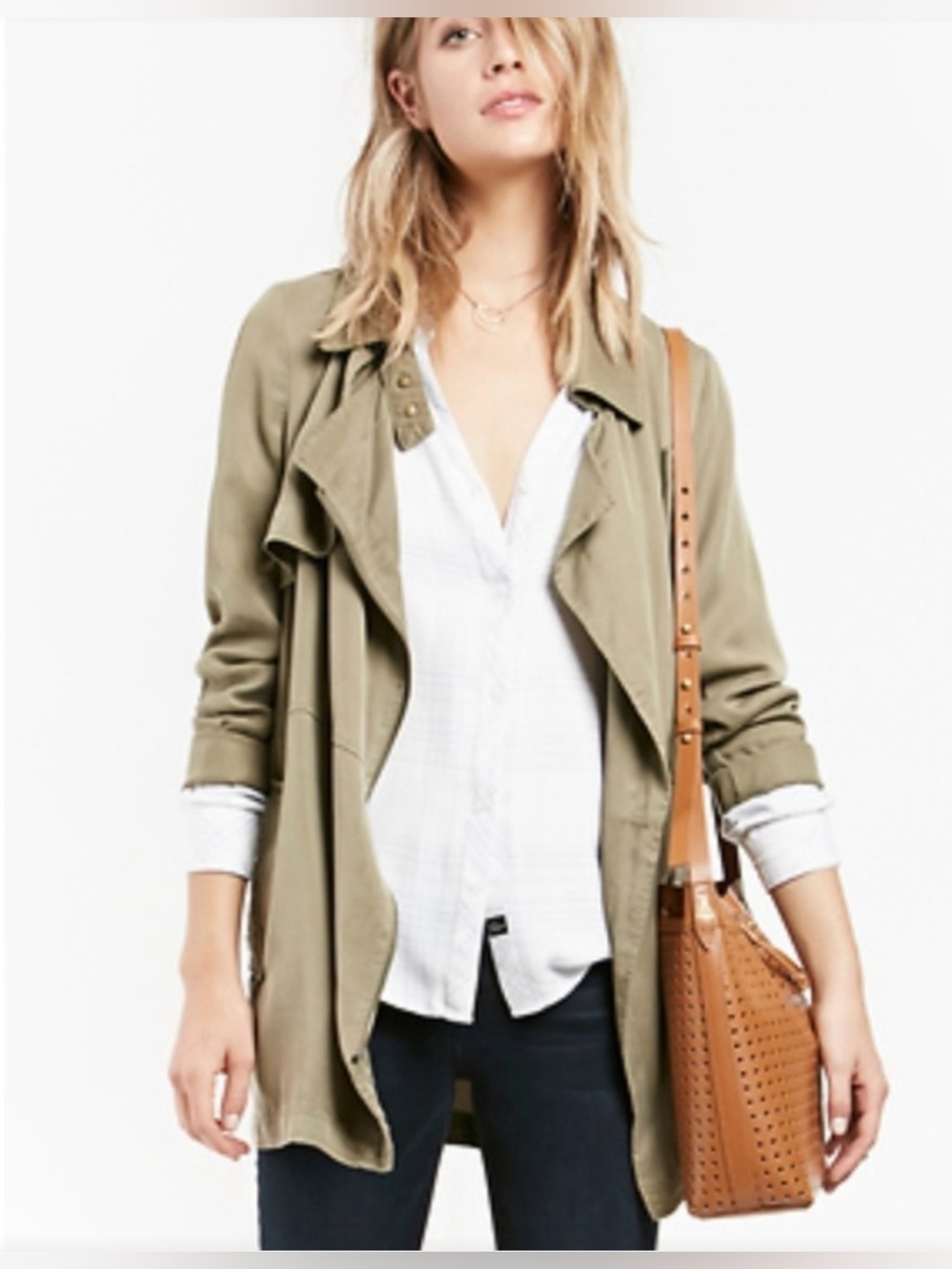 Gentle Fawn gXf Olive Khaki Utility Jacket w Asymmetrical Zip Front Closure - M